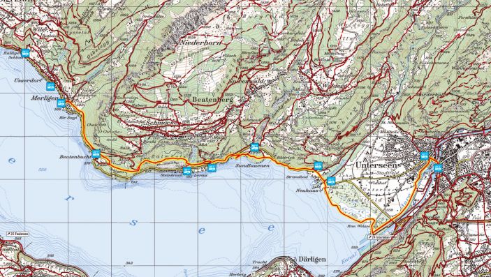 Kartenansicht mit eingezeichneter Wanderroute.